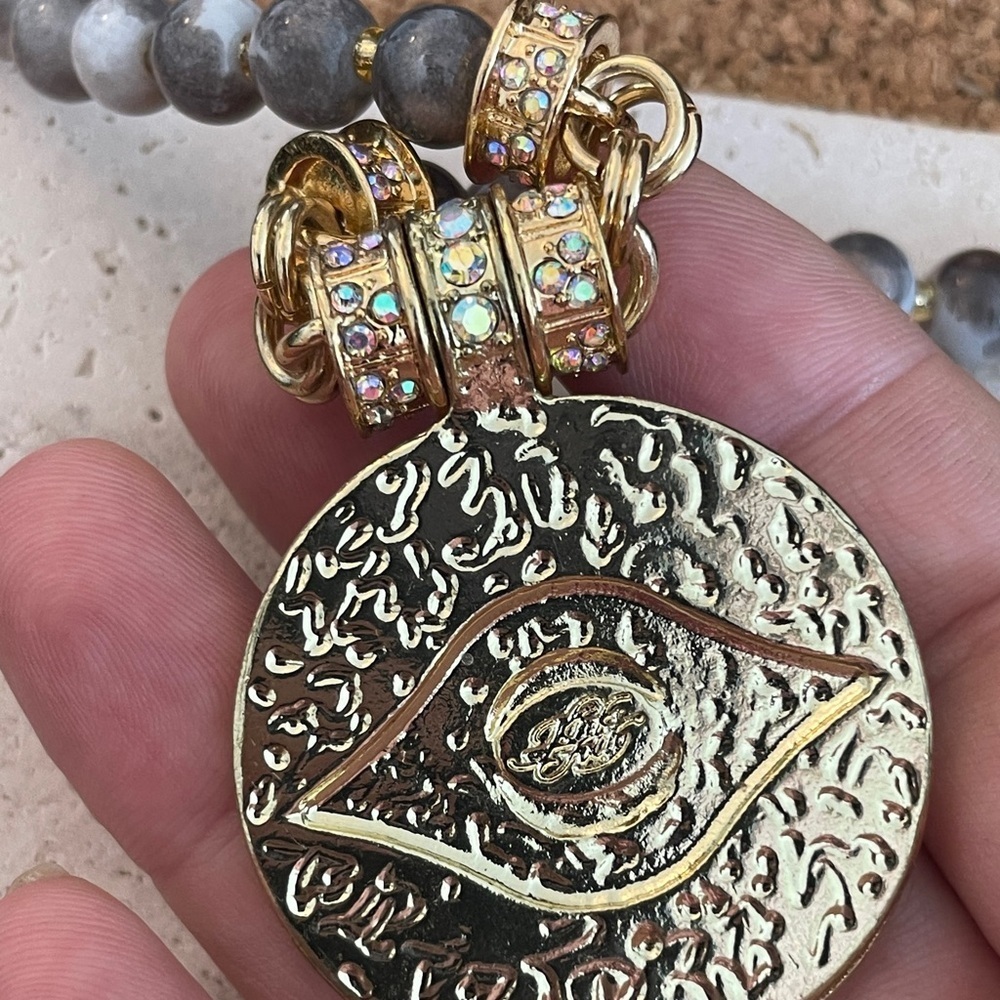 Kirks Folly Evil Eye Necklace Crystal Gold Talisman Statement Jewelry Protection - Picture 4 of 4